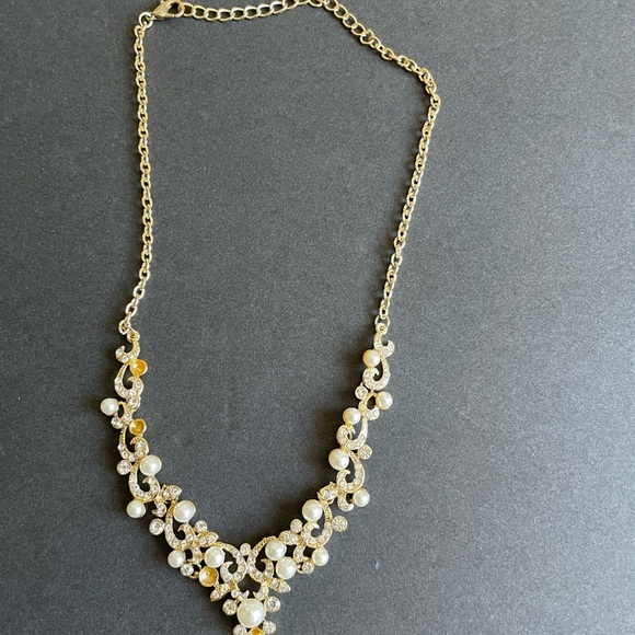 womens necklace  Elegant Goldden color and Pearl Necklace party wedding vacation - Picture 2 of 7